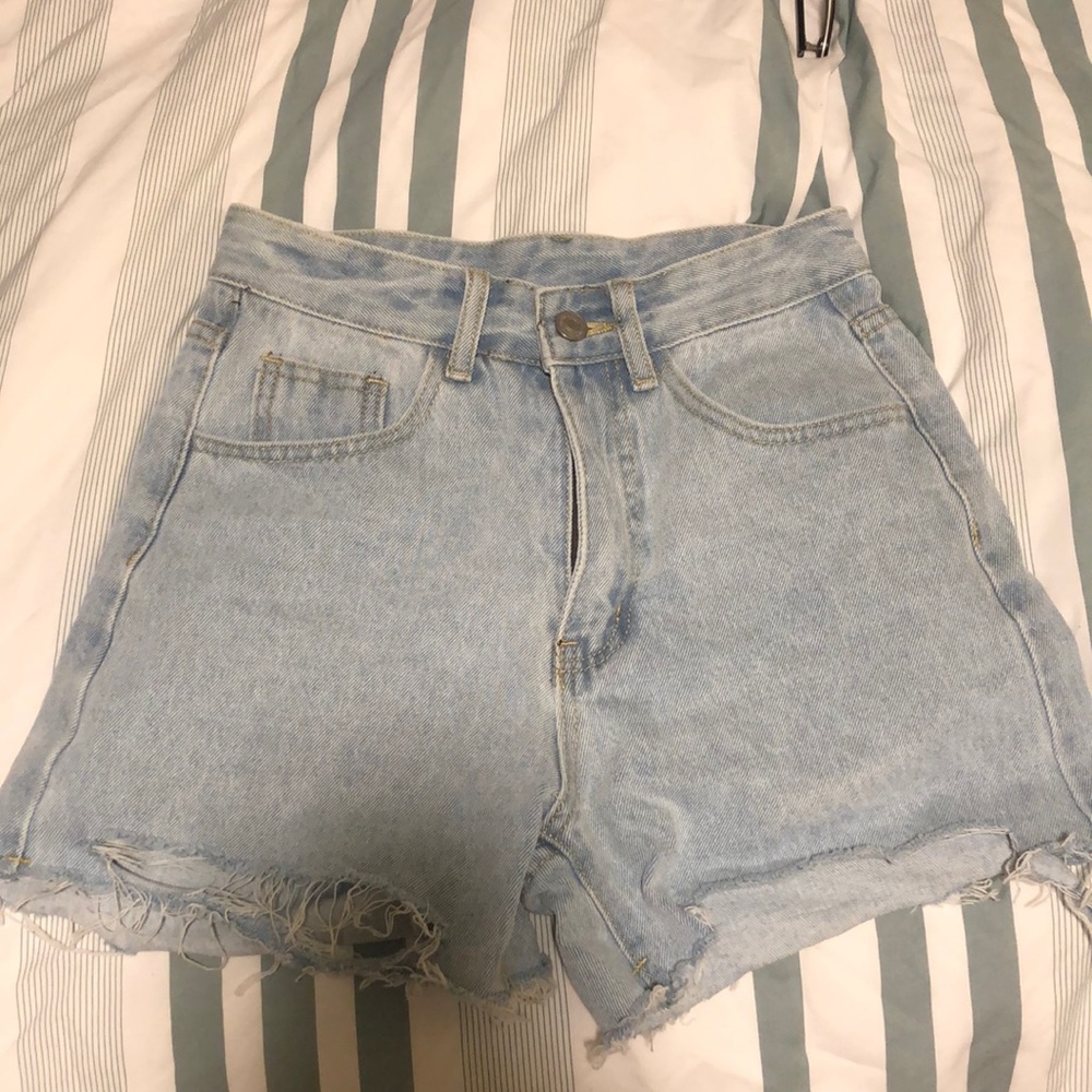 High Waisted Light awash Denim Shorts